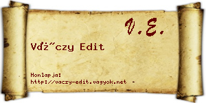Váczy Edit névjegykártya